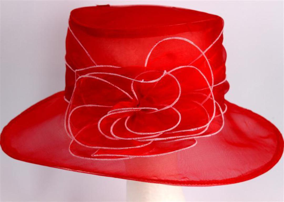 Organza fashion hat red Code:HS/1216 image 0